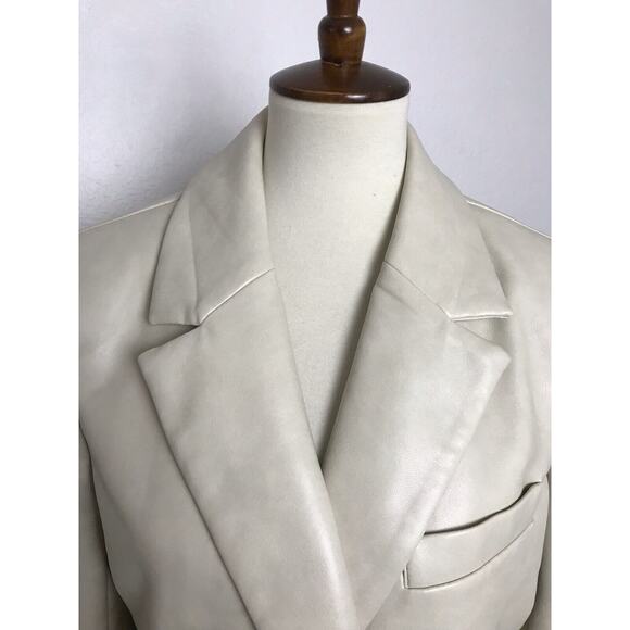 7 For All Mankind Jacket Vegan Leather Double Breast - Picture 2 of 10